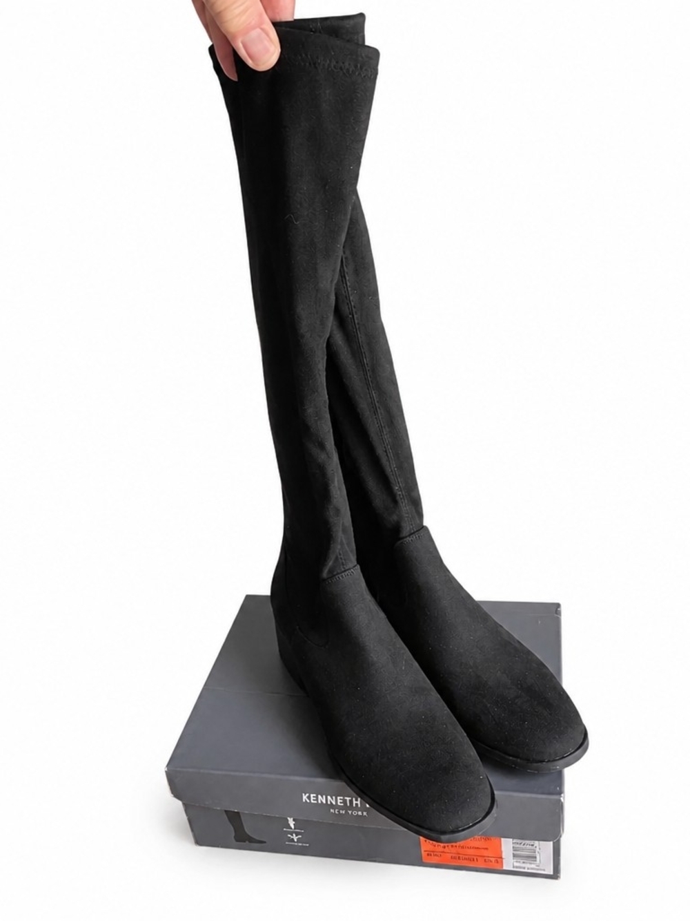 Kenneth Cole Black Over-The-Knee Stretch Suede Boots